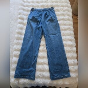 Enza Costa Wide Leg Blue Jeans